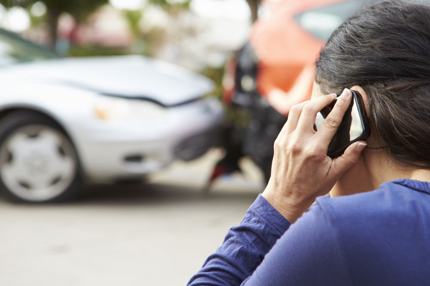 making phone call after traffic accident