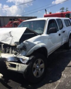 Vehicle damaged from t-bone car accident