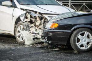 Head on collision crash on road