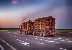 loaded timber truck
