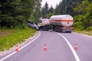 Truck accident on road